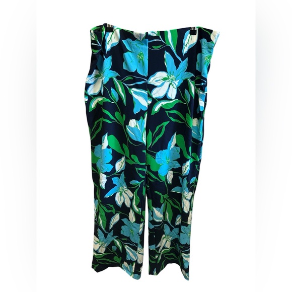 Boston Proper Tropical Blue Chic Floral Wide-Leg Pants Resort Vacation Summer - Picture 2 of 5